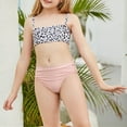 thumbnail image 4 of Fesfesfes Teen Girls Summer Holiday Bikini Sets Children Girls Swimwear Leopard Print Tube Tops Split Two Piece Swimsuit Swim Pool Beach Wear Bathing Suit 6-12 Years, 4 of 9