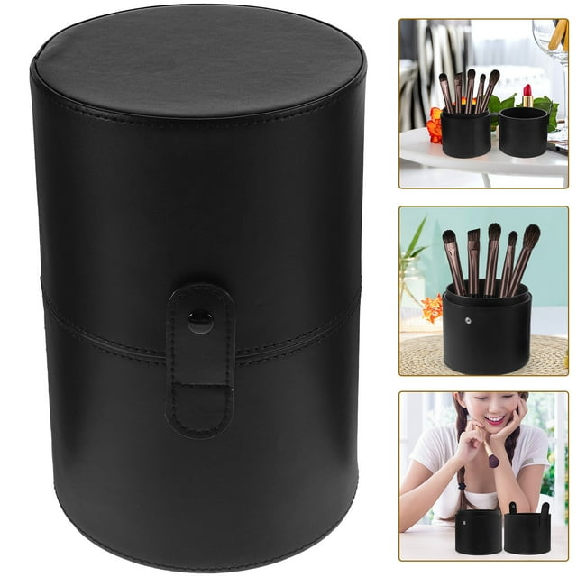 unbranded Organizador Negro Para Brochas De Maquillaje Con Tapa Y De Cierre Seguro