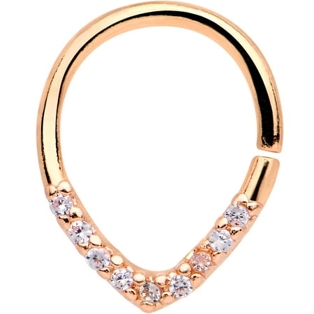 - Body Candy Anodized Steel Clear Accent Regal Ellipse Septum Ring 16 Gauge 3/8