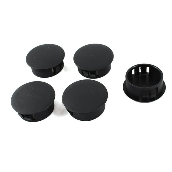Unique Bargains 5pcs Black Plastic 25mm Diameter Locking Hole Plugs Button Cover