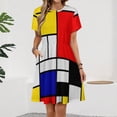 thumbnail image 2 of Piet Mondrian Abstract Art Short Sleeve Dress Women Summer Evening Dresses Ladies Sundress, 2 of 7