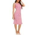 thumbnail image 4 of INSPIRE CHIC Women's Boat Neck Tweed Sleeveless Elegant Bodycon Dresses M Hot Pink, 4 of 6