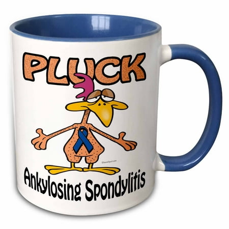 3dRose Chicken Pluck Ankylosing Spondylitis Awareness Ribbon Cause Design - Two Tone Blue Mug,