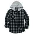 thumbnail image 1 of MYG Men Plaid Long Sleeve Hooded Shirts Button Work Drawstring Casual Tops Cardigan, 1 of 9