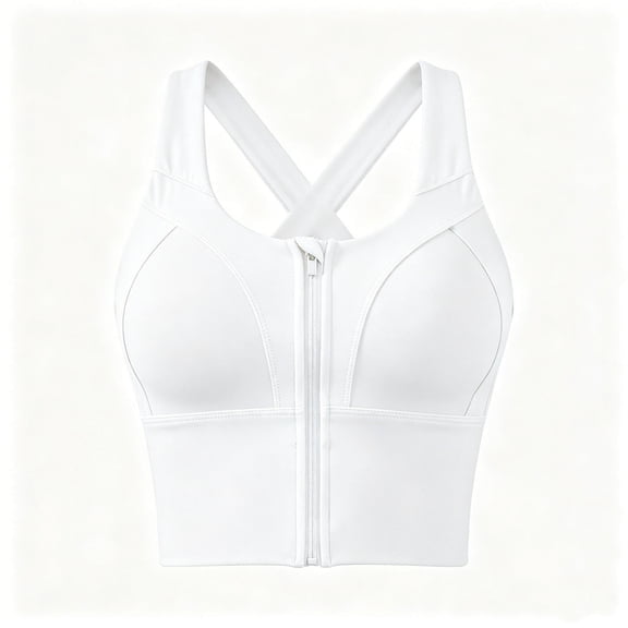 Women's Front Zip Sports Bra Medium Support Workout Bra with Adjustable Wide Straps for Running Yoga Sizes S-3XL