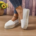 thumbnail image 3 of Womens Platform Sneakers Shoes Slip on Loafers Comfy Breathable Lightweight Dressy Canvas Shoes Summer Casual Indoor Outdoor Footwear White Women Sandal, 3 of 5