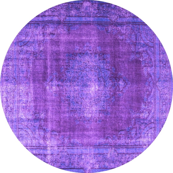 Ahgly Company Indoor Round Persian Purple Bohemian Area Rugs, 7' Round