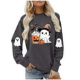 thumbnail image 6 of Jackets for Women Halloween Cute Ghost Printed Long Sleeved Round Neck Loose Fitting Sweatshirt,Womens Sweatshirts Dark Gray S, 6 of 6