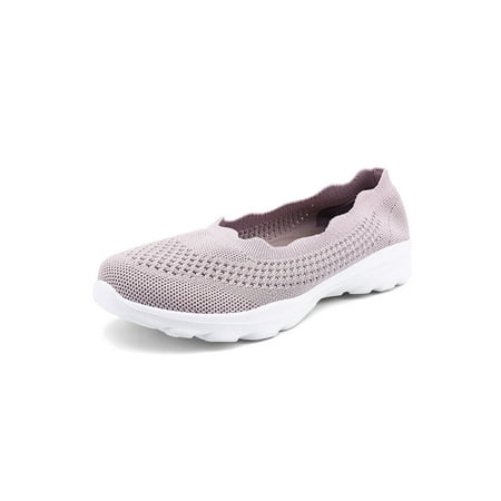 

Avamo Womens Flats Slip On Casual Shoes Knit Upper Sneakers Women Sock Sneaker Breathable Comfort Walking Shoe Light Purple 5