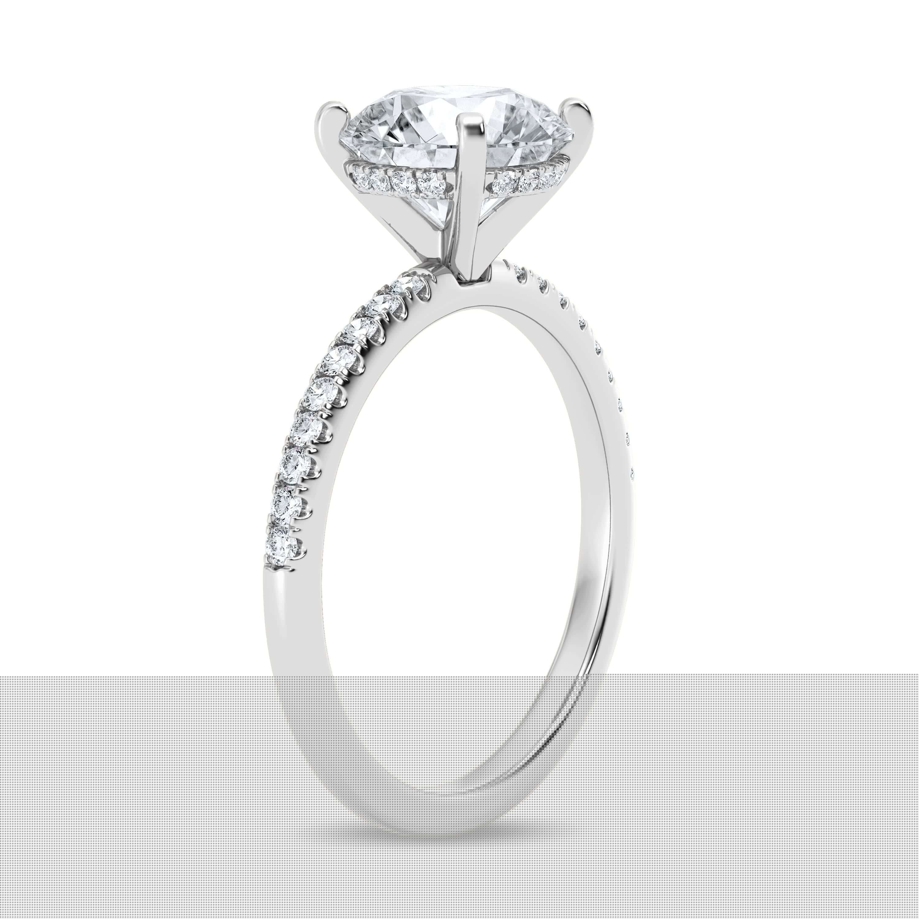thumbnail image 3 of Brig Jewel 14K White Gold Plated Ring - 1.6 Ct Round Cut Moissanite Ring for Women - Hidden Halo Wedding Anniversary Ring - Elegant Jewelry Gift for Wife - Proposal and Engagement Ring, 3 of 3