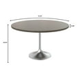 thumbnail image 6 of LeisureMod Verve Mid-Century Modern 48" Round Dining Table with MDF Top and Brushed Chrome Pedestal Base for Dining Room and Kitchen, Dark Maple, 6 of 11