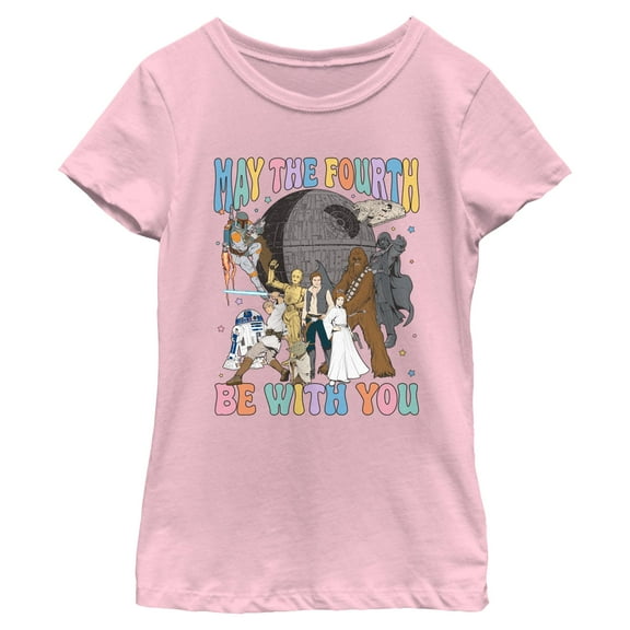 Girls Star Wars Retro May Fourth Group Shot T Shirt