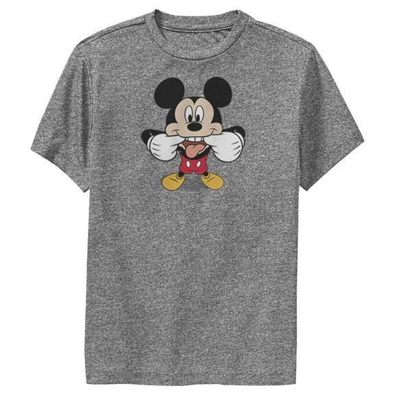 Boy's Mickey & Friends Mickey Mouse Tongue Out  Performance Graphic Tee Charcoal Heather Medium
