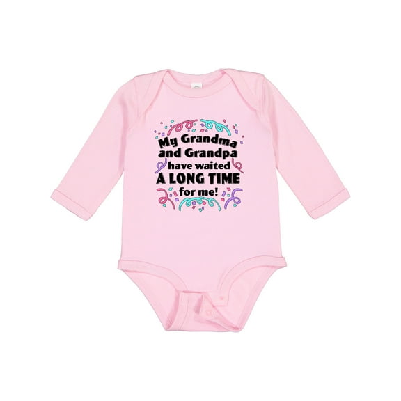Inktastic My Grandma and Grandpa Have Waited a Long Time for Me Boys or Girls Long Sleeve Baby Bodysuit
