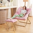 thumbnail image 5 of No Need Installation Comfy Saucer Chair, Foldable Living Room Chairs, Soft Faux Fur Lounge Chair for Bedroom, Reading Chairs for Adults, Kids, X-Large (Pink), 5 of 6