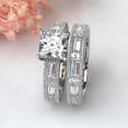 thumbnail image 3 of Men Women Platinum Plated Sterling Silver 1.5ct Princess CZ Vintage Engagement Ring Bridal Set ( Size 5 to 9 ), 5, 3 of 6