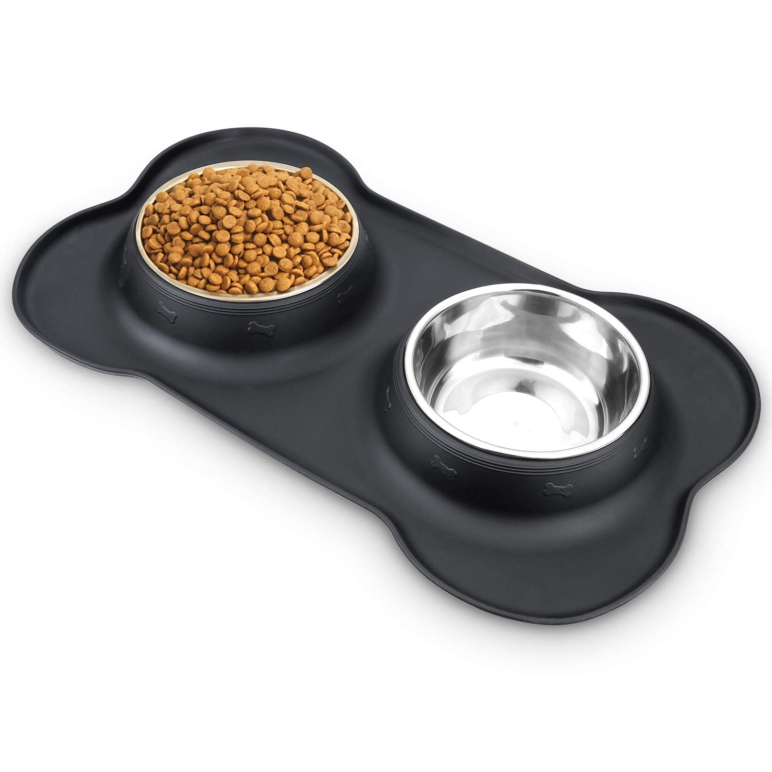 Nepfaivy Dog Bowls, cat Food and Water Bowls Stainless Steel, Double Pet  Feeder Bowls with No Spill Non-Skid Silicone Mat, Dog Dish for S