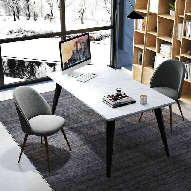 Homy Casa 63 in. Computer Desk with Thick Top and Flat Metal Legs, Multi-Use Meeting Table
