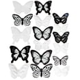 thumbnail image 1 of 72 Uds. Pegatinas decorativas de pared de mariposas, decoración de pared negra 3D extraíble con purpurina con puntos adhesivos, blanco y negro, 1 of 5