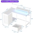thumbnail image 3 of L Shaped Computer Desk with Power Outlets LED Lights Drawers Shelves Corner Gaming Desk Home Office Workstation Modern Ergonomic Design (White), 3 of 7