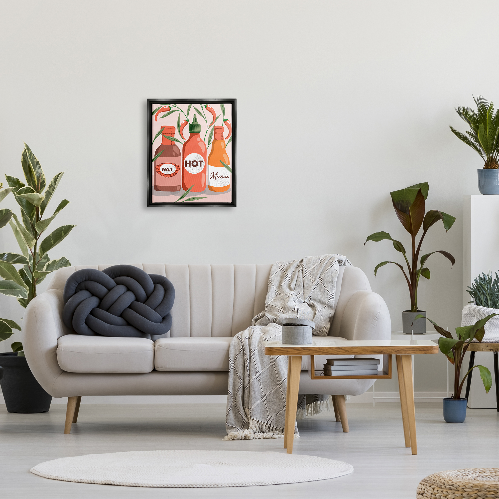 Stupell Industries No.1 Hot Mama Chili Sauce Holiday Painting Black Floater Framed Art Print Wall Art