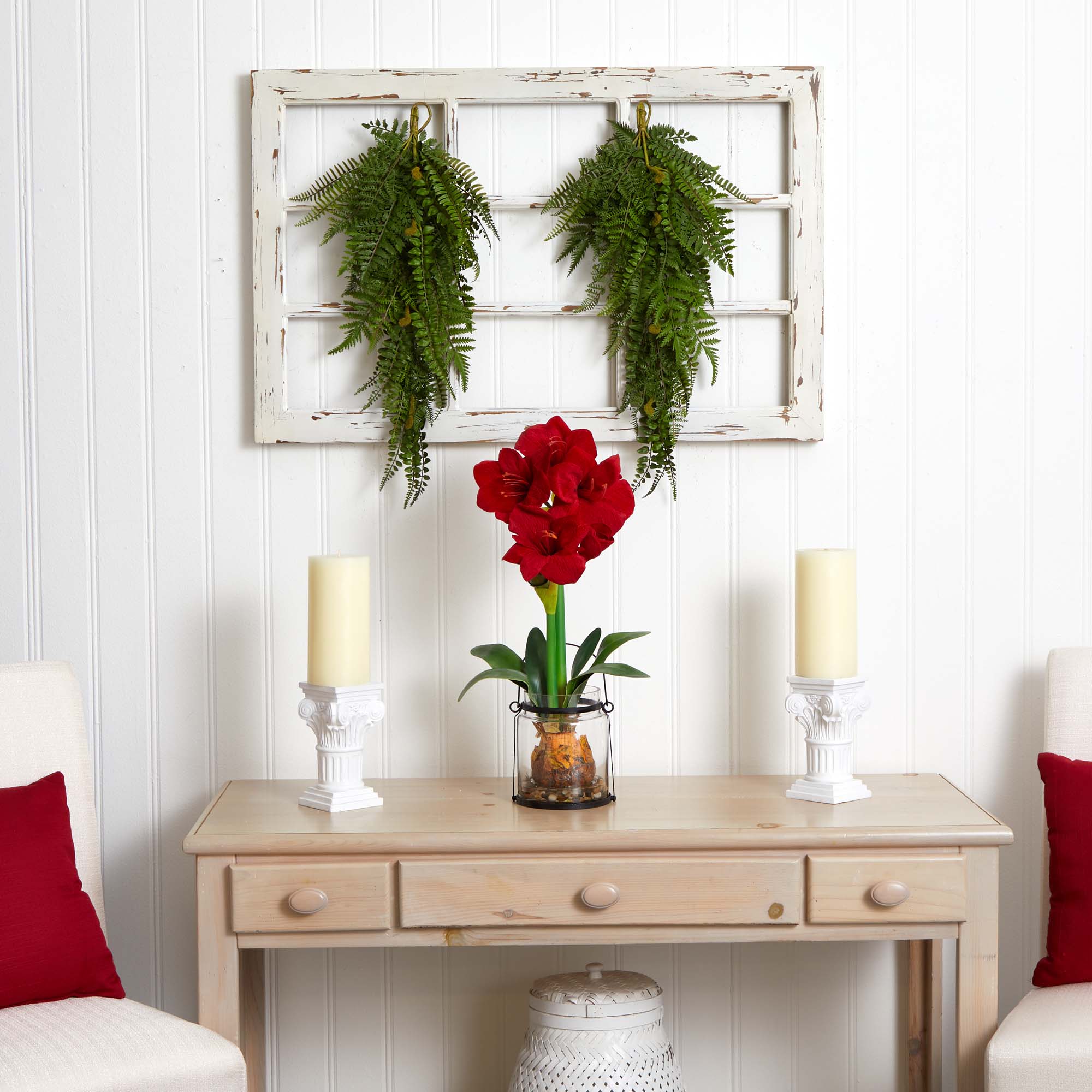 Nearly Natural 28" Fern Artificial Wreath (Set of 2)