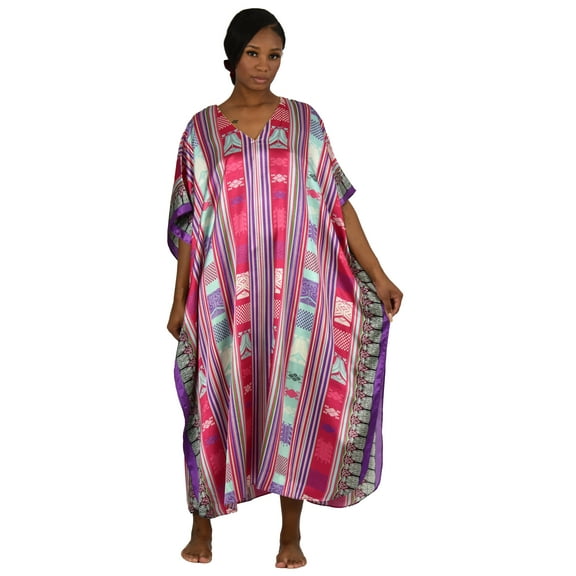 Up2date Fashion's Women's Caftan / Kaftan / Muumuu / Mumu, Striped Fusion Print, Style Caf-105