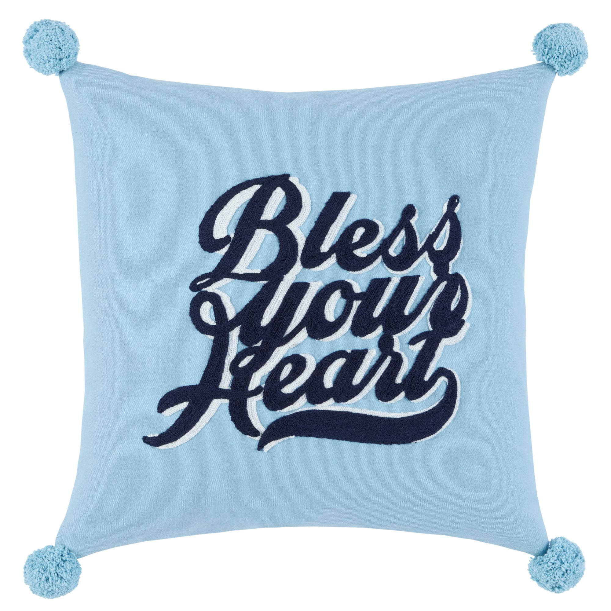 Sleeping Mom Raf Xxx Video - Wanda June Home Crewel Emblem with Pom Pom Pillow by Miranda Lambert, Blue,  18\