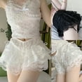 thumbnail image 3 of Aellinatey Women Tiered Ruffled Lace Pumpkin Shorts Drawstring Bowknot Bloomers Underpants, 3 of 13