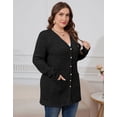 thumbnail image 6 of Cogild Plus Size Women's Long Black Brushed Knit Cardigan – Button-Up Outerwear with Front Pockets XL~5XL, 6 of 8