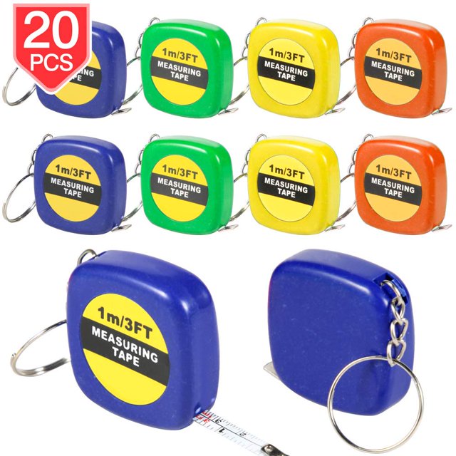 PROLOSO Porte-Clés à Mesurer Rétractable Lot de 20 pour Enfants et Adultes 1m/3 Pieds