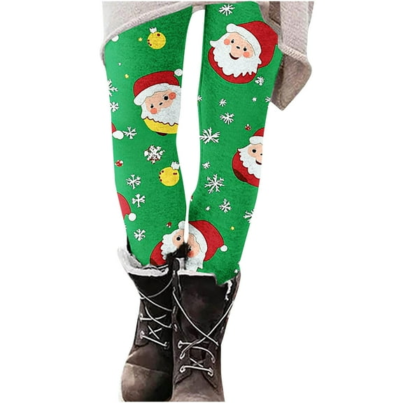 Mingw Christmas Leggings for Women Funny Santa Snowflake Print Costume Holiday Tights High Waist Workout Leggings Ugly Christmas Yoga Pants,Multicolor,2XL