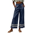 thumbnail image 2 of Tqcoqu Women's Wide Leg Cropped Pants,Eyelet Embroidered Hem Drawstring Elastic Waist Trendy Loose Pants,Navy Women's S-XXL, 2 of 6