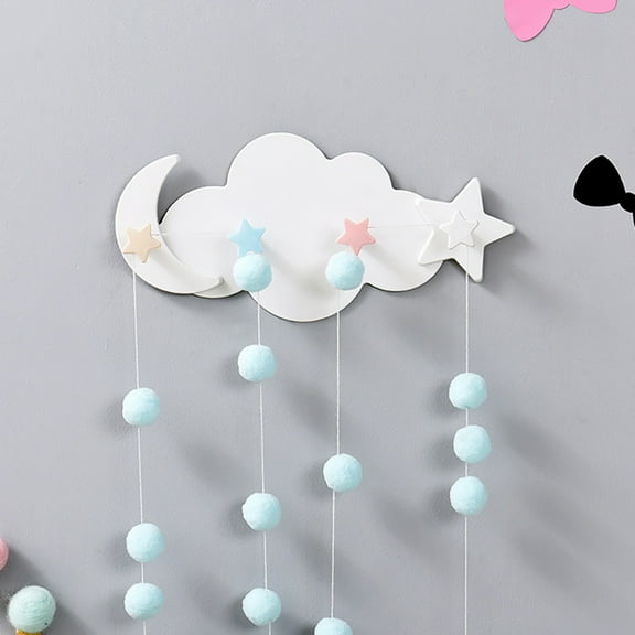KALLORY 2Pcs Ceiling Hooks Adhesive Star Moon Shapes White Plastic For Bedroom 11.7X5.5in