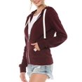 thumbnail image 4 of Urban Look Womens Active Long Sleeve Fleece Zip Up Hoodie (Large, B1 Solid_Maroon), 4 of 4