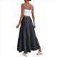 thumbnail image 2 of Falda de Holgada de Cintura Alta para Mujer, Estilo Casual, Plisada, Larga, con Lazo, para Playa, Color Negro, Talla XXL, 2 of 7