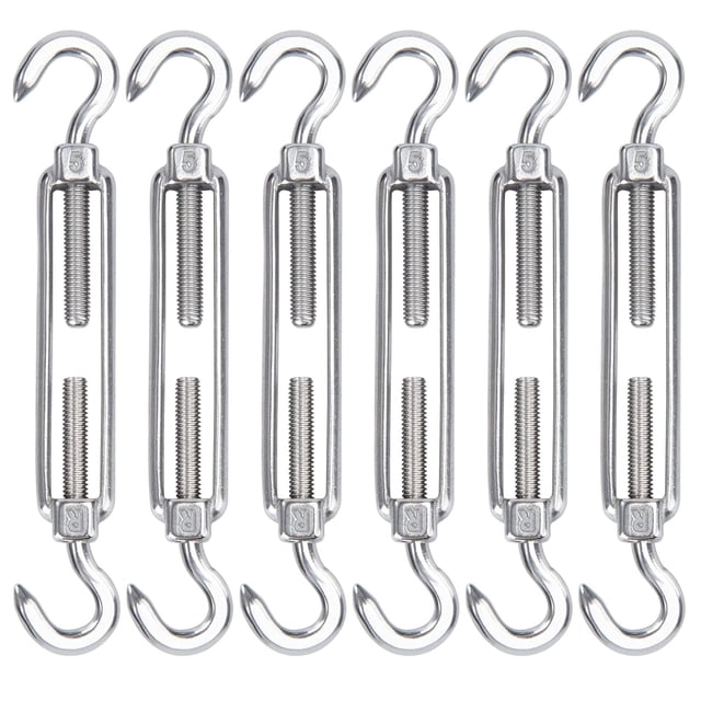 M5 Boucle de Câble en Acier Inoxydable, Lot de 6 Tendeurs de Câble Réglables pour Corde Corde Corde Corde à Linge, Maille pour Installation Pare-Soleil