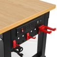 thumbnail image 6 of 48"x24"Adjustable Workbench with Power Outlet and Lockable Wheels, Rubber Wood Top Work Desk with Hook, Easy Assembly, Work Bench for Workshop, Office, Garage, Home, Black, 6 of 8