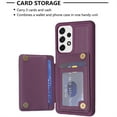 thumbnail image 4 of ELEHOLD for Samsung Galaxy A54 5G Card Holder Back Case with Pockets, Premium PU Leather ID Cash Credit Slots Magnetic Kickstand Flip Folio Slim Hard Protective Cover, darkpurple, 4 of 7