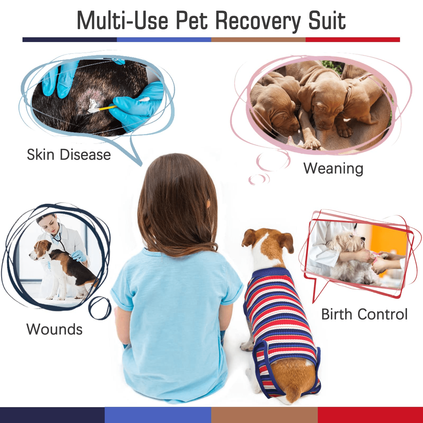 Kuoser Dog Onesie Surgical Recovery Suit for Dogs Cats,Blue,XS