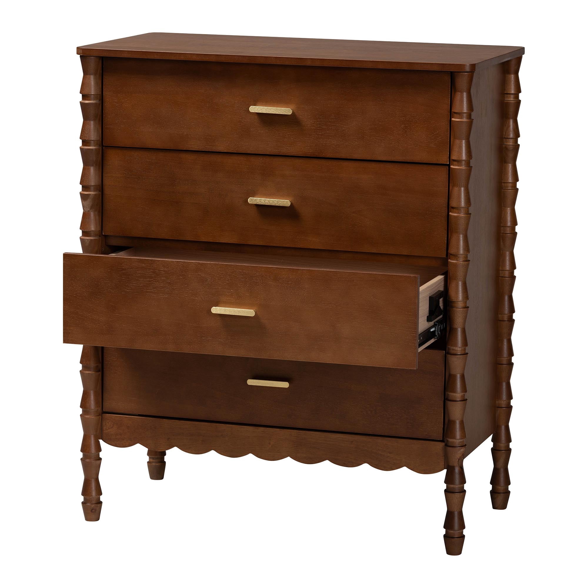 Baxton Studio Danette Modern Chest, 4-Drawer, Walnut Brown