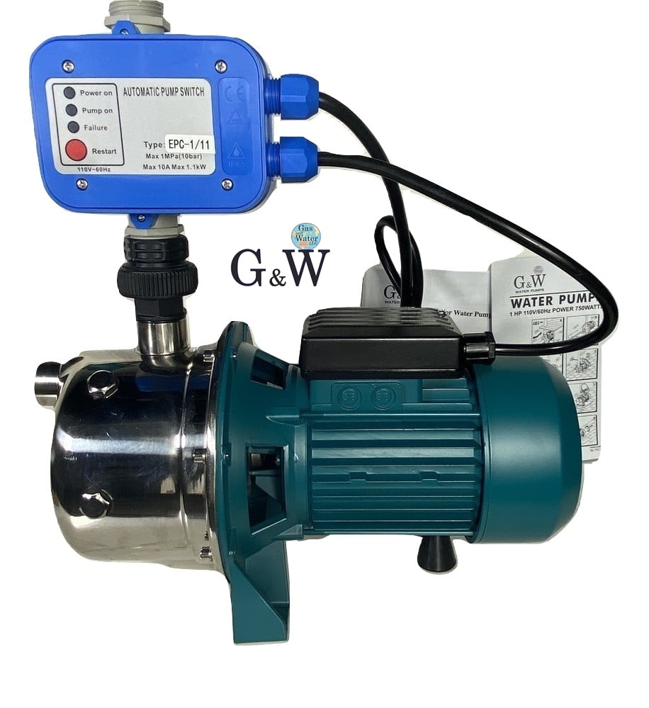 Combo 1.5 HP 1200W Jet Shallow Water Well Booster Pump w/ Pressure Controller 