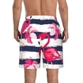 thumbnail image 3 of Disketp Men'S Swim Trunks Hawaiian Breathable Surf Beach Swimsuits Mesh Lining Beach Shorts With Pockets-Dark Blue Stripes And Pink Flamingos, 3 of 9