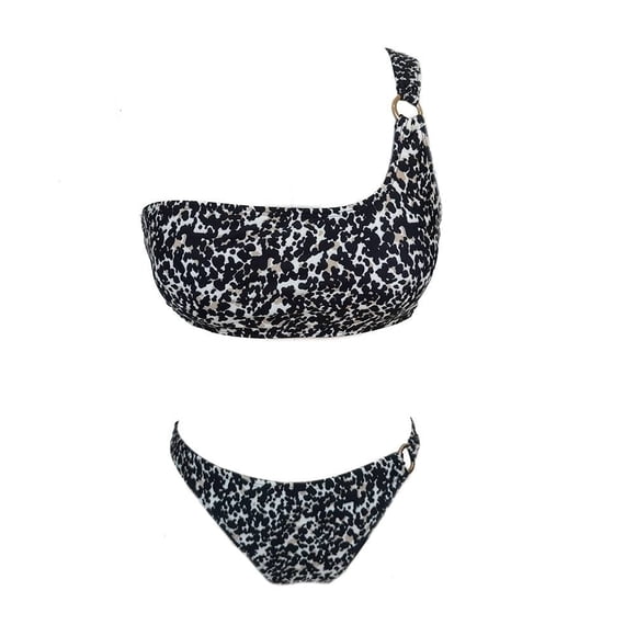 Traje de Baño Ocean Pacific para Mujer Bikini y Top un Tirante con Argolla, Estampado Animal Print Multicolor Talla EG 2 Piezas