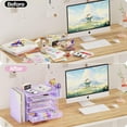 thumbnail image 2 of ThrottleT-Desk Organizers and Accessories with File Holder, 5-Tier Office Desk Accessories & Workspace Desktop Organizer with Drawer and 2 Pen Holder, File Paper Organizer for Office Supplies(Purple), 2 of 15