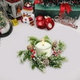thumbnail image 6 of PONPRNGY Artificial Christmas Cedar Candle Rings with Red Berries for Pillar Candles, Christmas Wreath for Candlestick Holders, Table Centerpiece, and Dining Table, 6 of 6