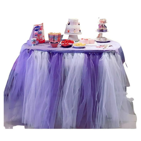 

2 Pack Halloween Tulle Table Skirt With Sticker Fluffy Tutu Table Skirts Nylon Mesh Yarn Table Skirt For Birthday Wedding Christmas Party Decorations-IF-100*80cm