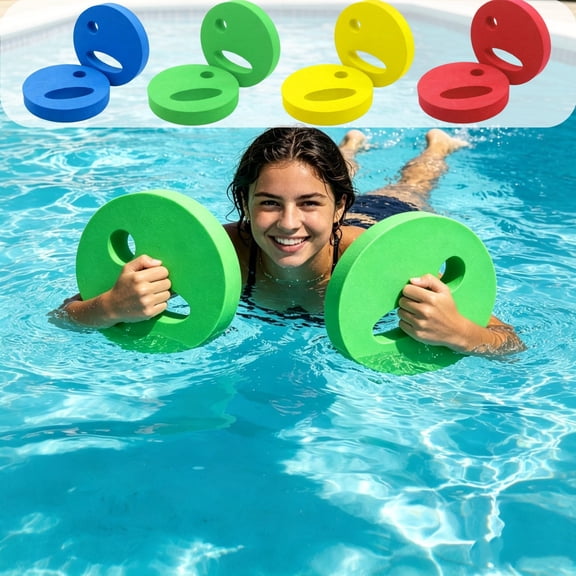 Fiaya Women 2 Pack Hand Held Round Water Foam Paddles 7.09in EVA Aqua Fitness Discs for Pool Aerobic Workout Water Exercise Training