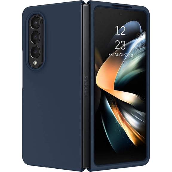 for Galaxy Z Fold 4 Case, Soft Silicone Gel Rubber Bumper Slim Hard PC Thin Shockproof Protective Phone Case for Samsung Galaxy Z Fold 4 (7.6 inch), Navy Blue