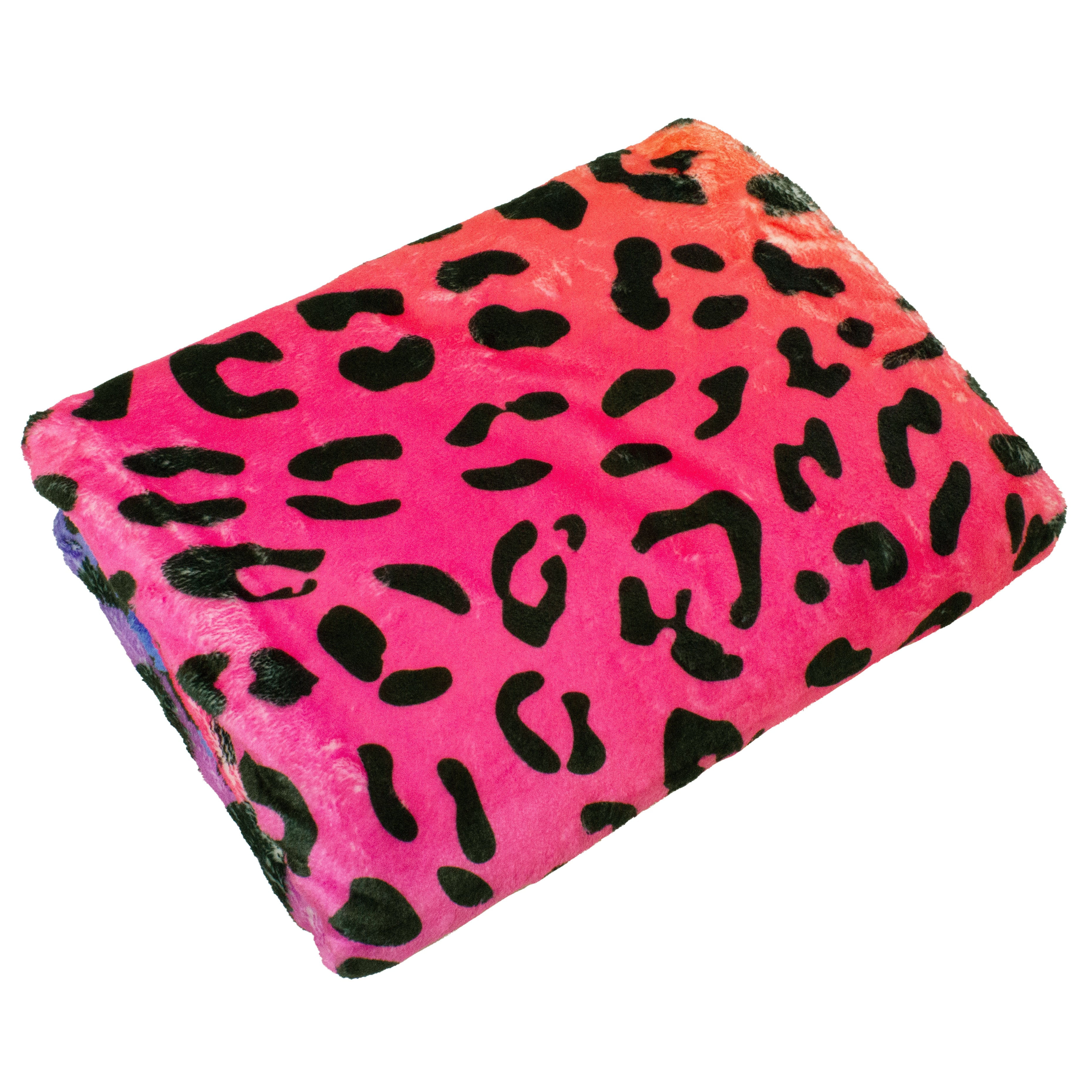 Everything Comfy Leopard Print Decorative Throw Blanket, 42" X 60", Rainbow Gradient/Black